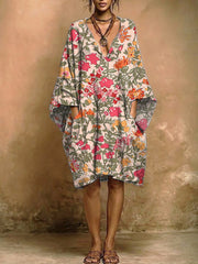 Women's Floral Print Casual Pocket Dress