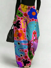 Women's Retro Geometric Floral Patterns Printed Stylish Cutout Casual Denim Jeans
