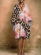 Women's Leopard Print V-neck Pocket Dress