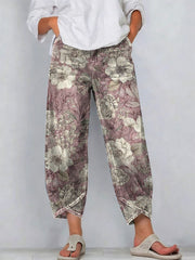 Women's Vintage Flowers Floral Patterns Art Prints Casual Denim Cotton Pants