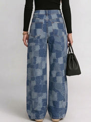 Women's Retro Patchwork Art Print Casual & Stylish Distressed Jeans