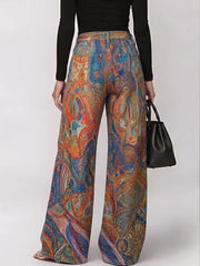 Women's Abstract Print High-waisted Wide-leg Jeans