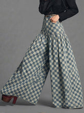 Retro Plaid Print Wide-leg Jeans