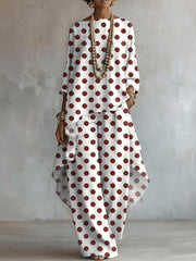 Elegant Artistic Polka Dots Print Two-piece Set