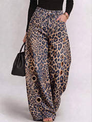 Women's Leopard Print High-waisted Wide-leg Jeans