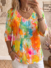 Cozy Colorful Watercolor-print Cotton T-shirt