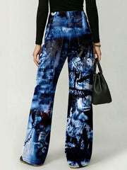 Retro-inspired Decorative Patterns Women's Casual Denim Pants