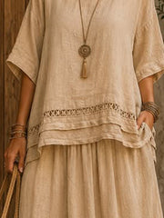 Women's Embroidered Cotton-linen Casual Top