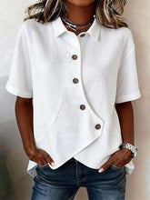 Women's Casual Solid-Color Asymmetrical Shirt
