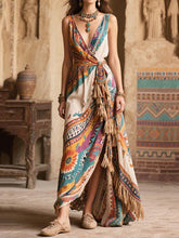 Women's Retro Ethnic Pattern Art Casual Stylish Cotton Linen Long Dress