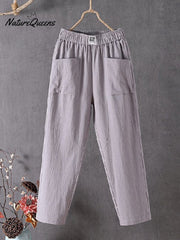 Casual Plain Natural Ankle Pants Straight Pants