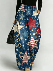 American Star Decorative Pattern Women's Casual Cotton Denim Pants