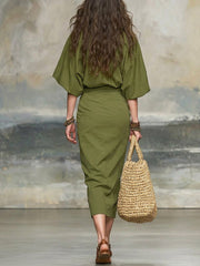 Women's Art Stylish Casual Top And Skirt Cotton Linen Two-piece Set