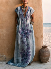 Bohemian Floral-print Linen And Cotton Maxi Dress