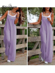 Cotton and Linen Pocket Suspender Overalls