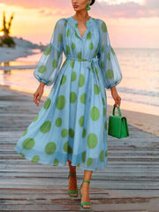 Stylish Polka-dot Print Chiffon Dress