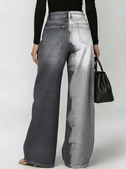 Women's Retro Art Print Casual Stylish Hollow Denim Pants