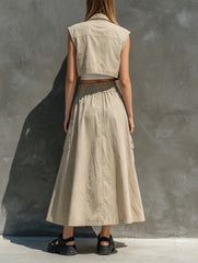 Cropped Cargo Vest + High-waisted A-line Cargo Skirt Co-ord