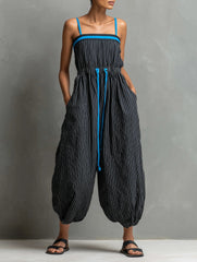 Women's Retro Striped Casual Jumpsuit