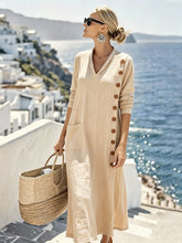 Women'S Casual V-Neck Solid Color Vacation Dress
