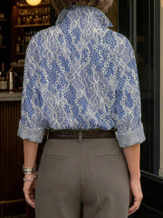 Women's Retro Floral Art Print Casual Cotton Shirt