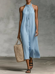 Women's Stand-collar Sleeveless Loose-fit Casual Denim Dress