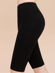 Women Winter Warm Pure Color High-Waist Short Leggings