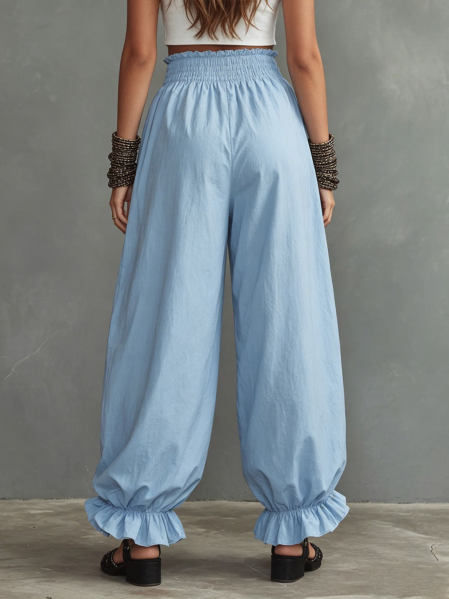 Women's Simple High-Waisted Solid-Color Balloon Pants
