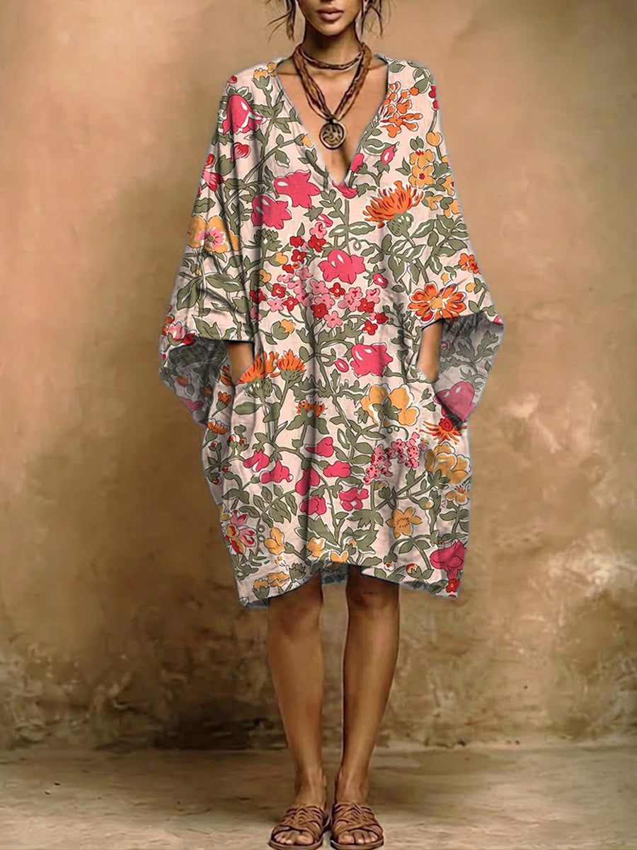 Women's Floral Print Casual Pocket Dress