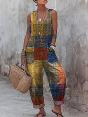 Women's Retro Geometry Print Casual Jumpsuit