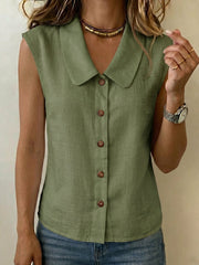 Women's lapel Sleeveless Cardigan Top