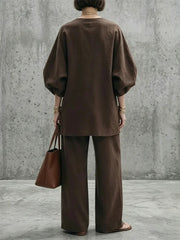 Women's Simple Oversized Cotton-linen Suit