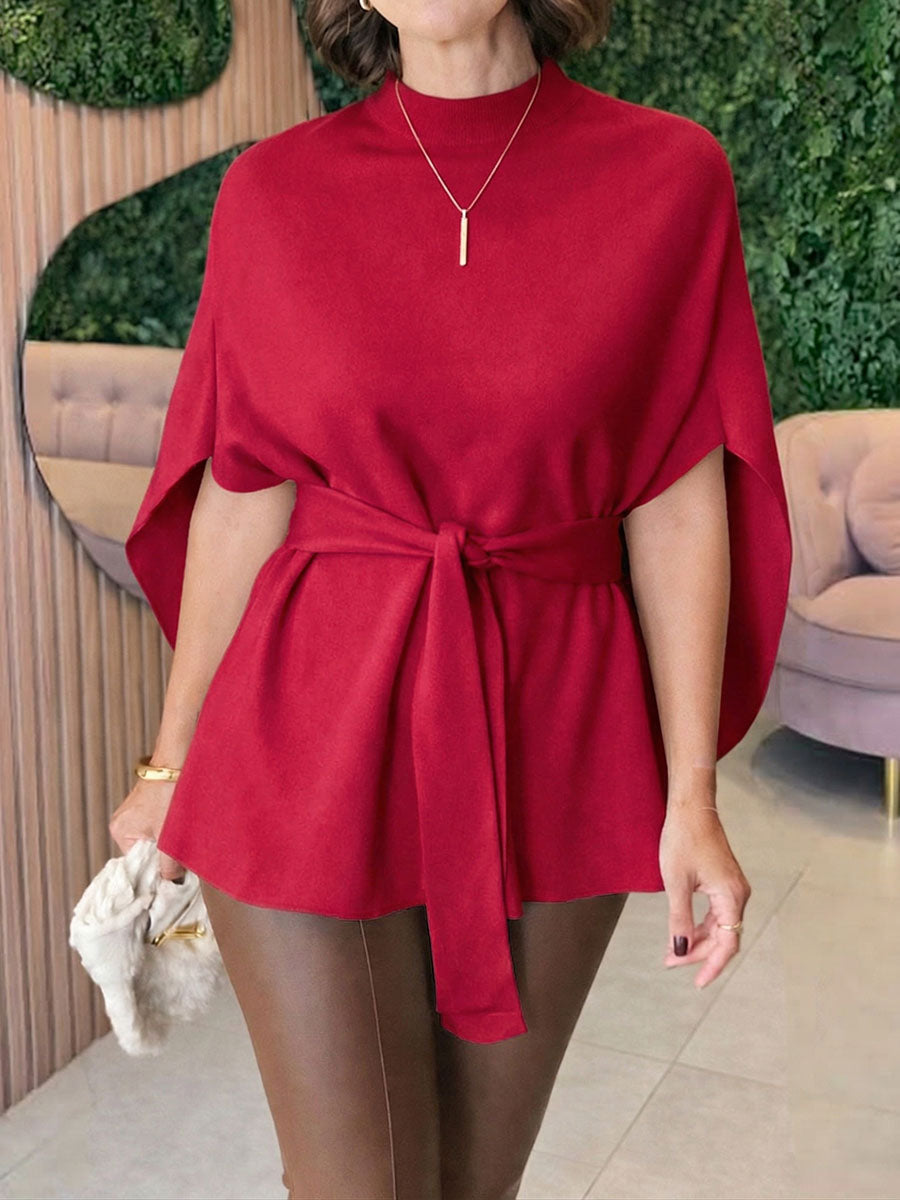 Women's Solid-color Stand-collar Short-sleeve Loose Casual Top