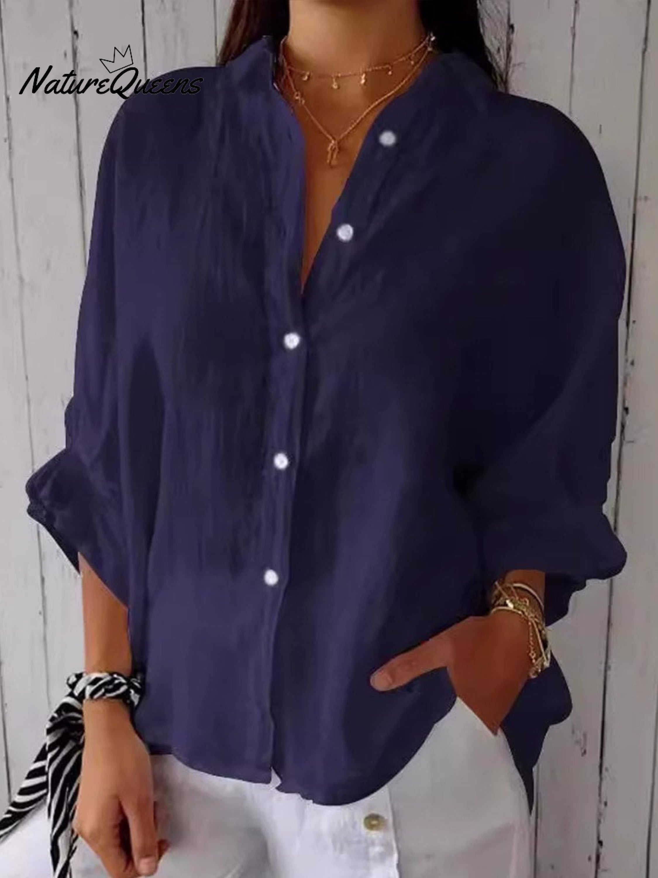 Women'sCotton & LinenCasual Tie-backShirt