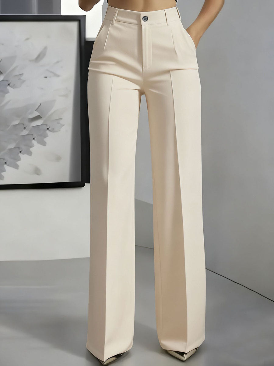 Women's High-waisted Elastic Straight-leg Suit Pants