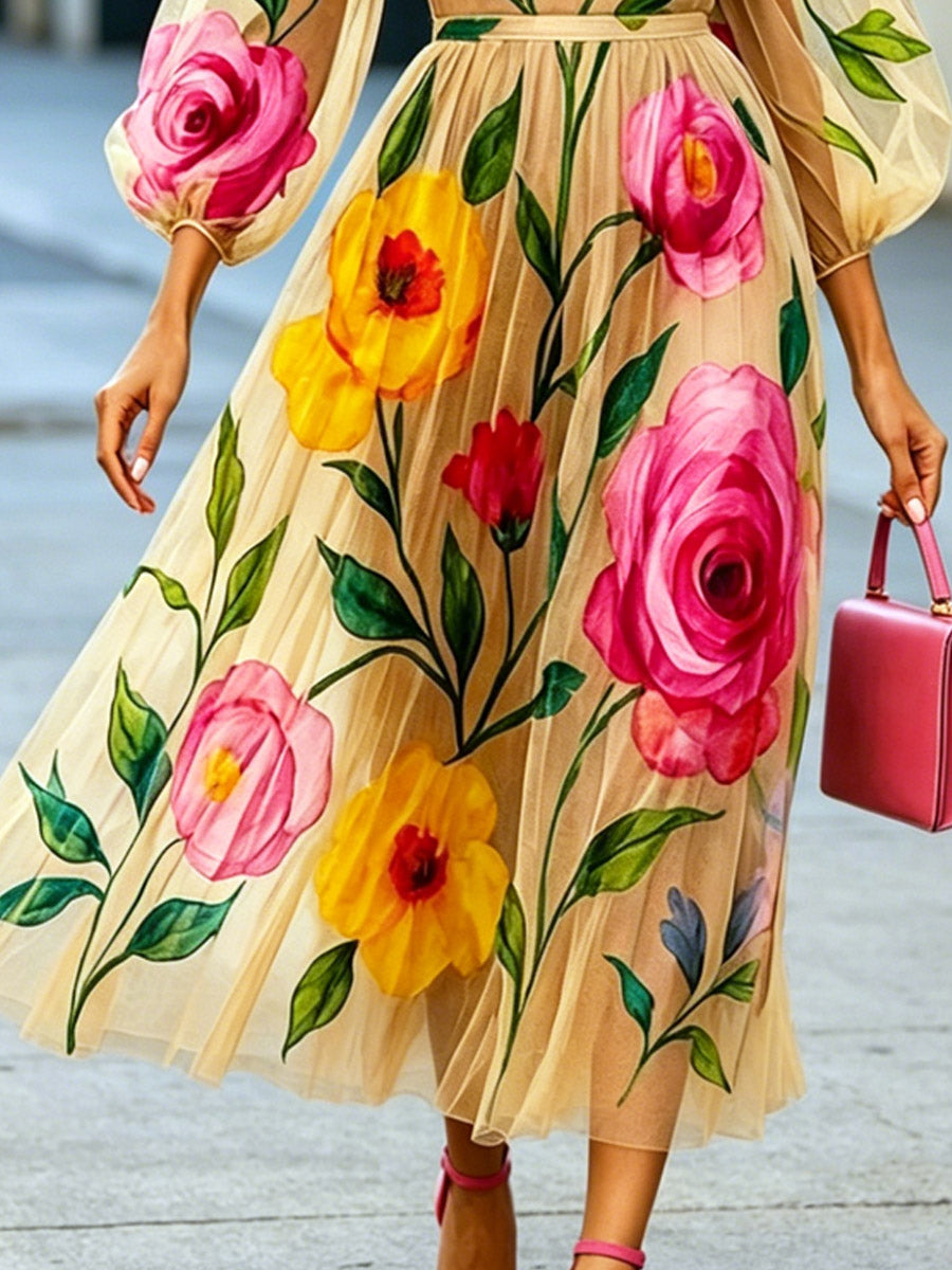 Women's Fashion Floral Art Print Casual Stylish Comfortable Dress