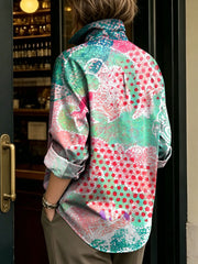 Women's Colorful Flowers Print Shirt