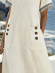 Women'S Casual Color-Block Patchwork Dress