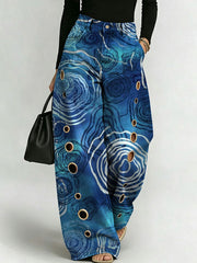 Women's Retro Pattern Printed Stylish Cutout Casual Denim Jeans
