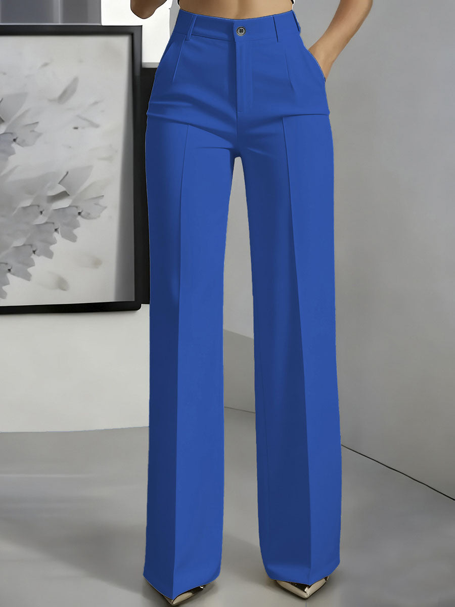 Women's High-waisted Elastic Straight-leg Suit Pants