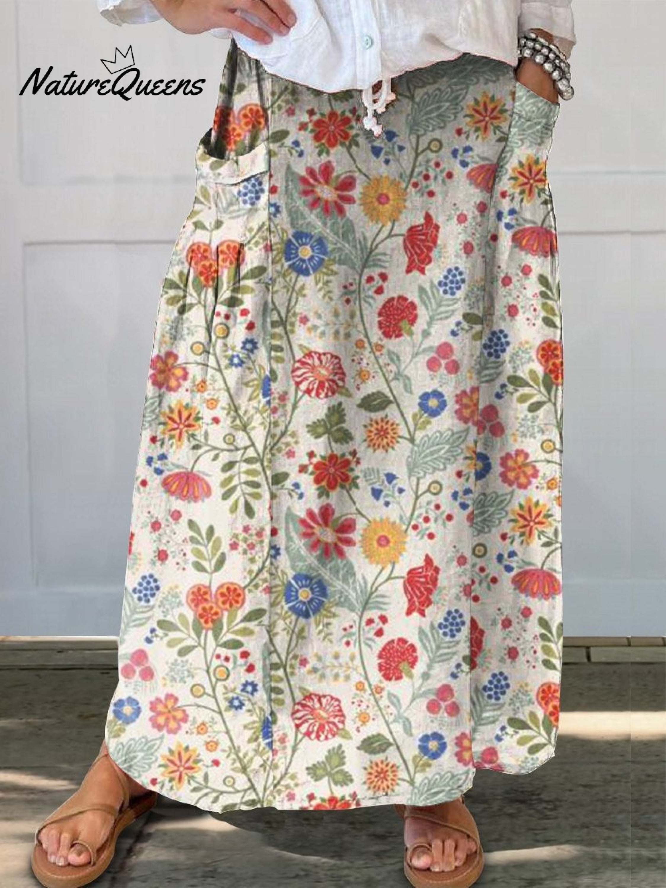 Women'sPastoral Floral Art Print Casual Cotton And Linen Shirt