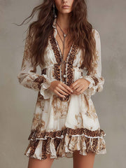 Stylish And Elegant Leopard Print Chiffon Dress