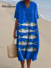 Women's Lovely Sardines Art Print Flowy Dress