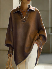 Women's Lapel Long-sleeved Casual Loose Denim Shirt