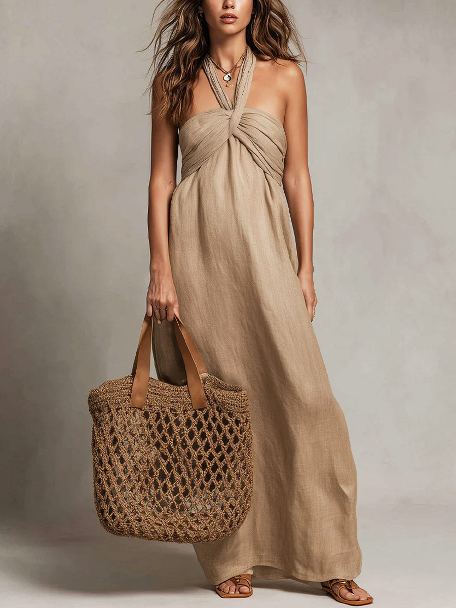 Women's Strap Sleeveless Art Casual Stylish Comfortable Cotton Linen Dress