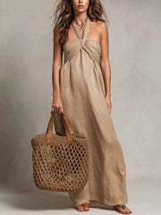Women's Strap Sleeveless Art Casual Stylish Comfortable Cotton Linen Dress