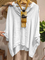 Women's Casual Cotton and Linen V-neck Shirt
