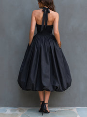 Stylish Halter-Neck Cotton Dress