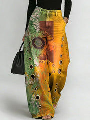 Women's Hippie-style Print Casual Fashion Cutout Jeans