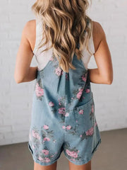 Women's Retro Personality Printed Denim Jumpsuit
